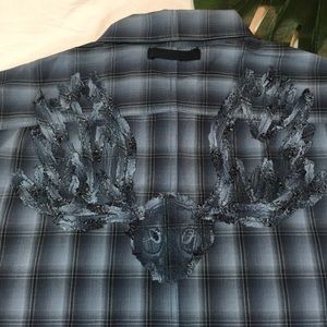 FCUK | plaid buck antler button up shirt